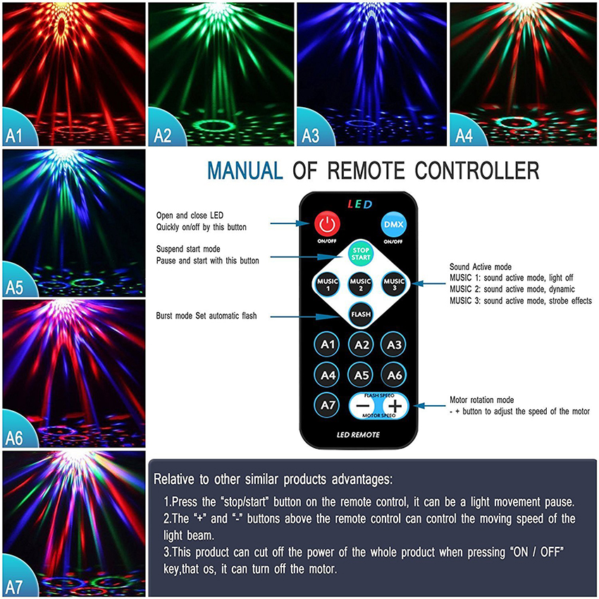 Remote RGB Color led stage lights for christmas home ktv