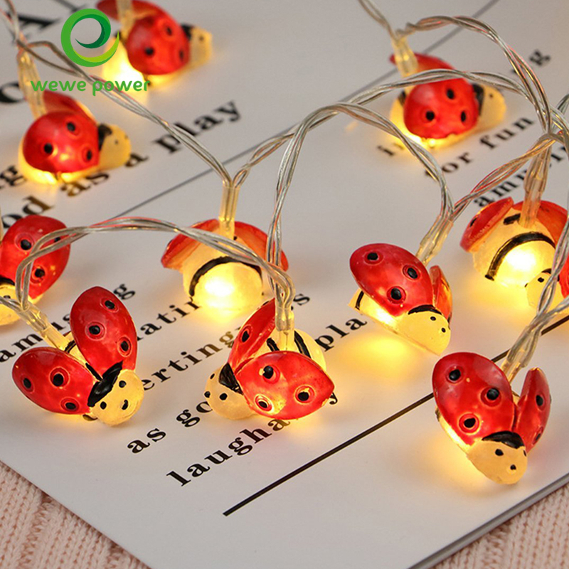 solar ladybug led string lights