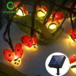 led outdoor powered ladybug lights with solar panel